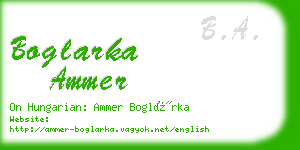 boglarka ammer business card